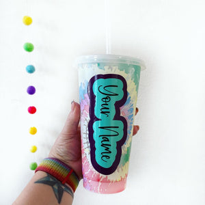 Your Name Tie Dye Cold Cup